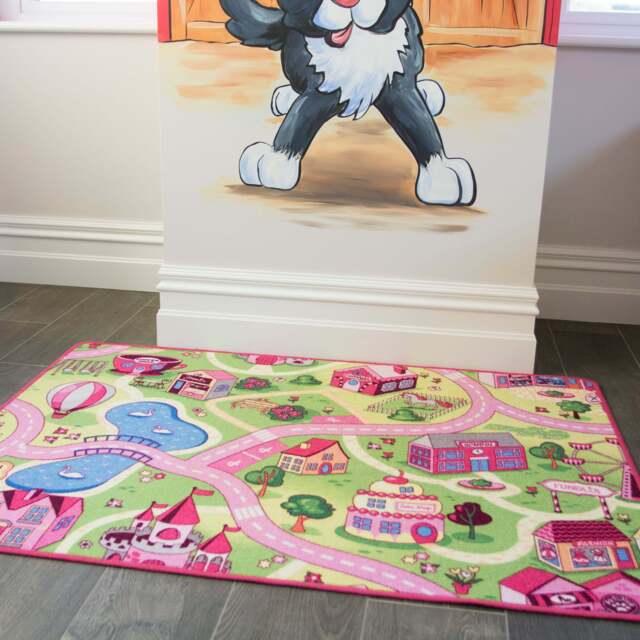 Kids Fun Pink Funfair Play Rug - Kids - 80cm x 120cm