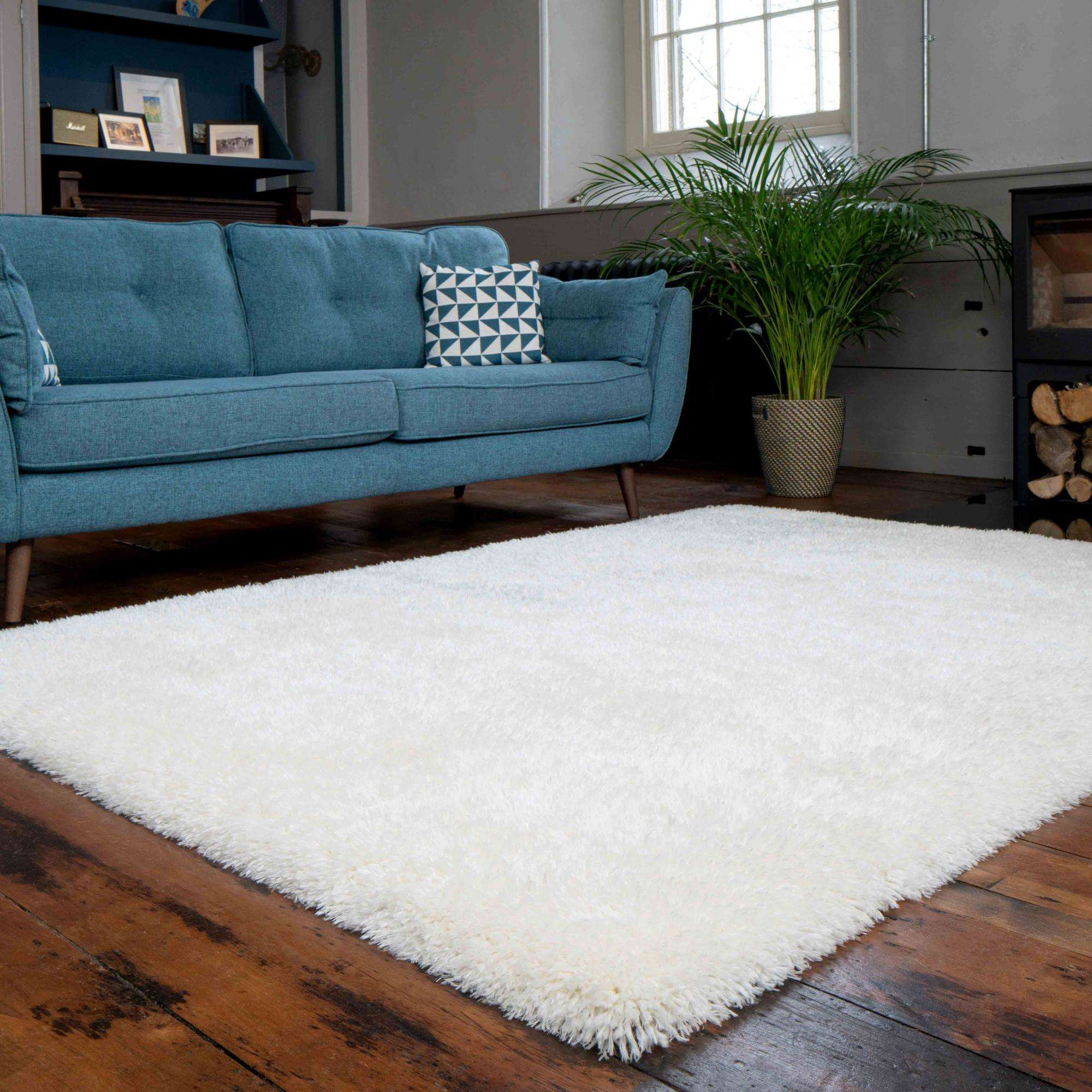 Deluxe Thick Soft Beige Shaggy Living Room Rug - Whistler