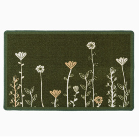 Non Slip Green Floral Mat