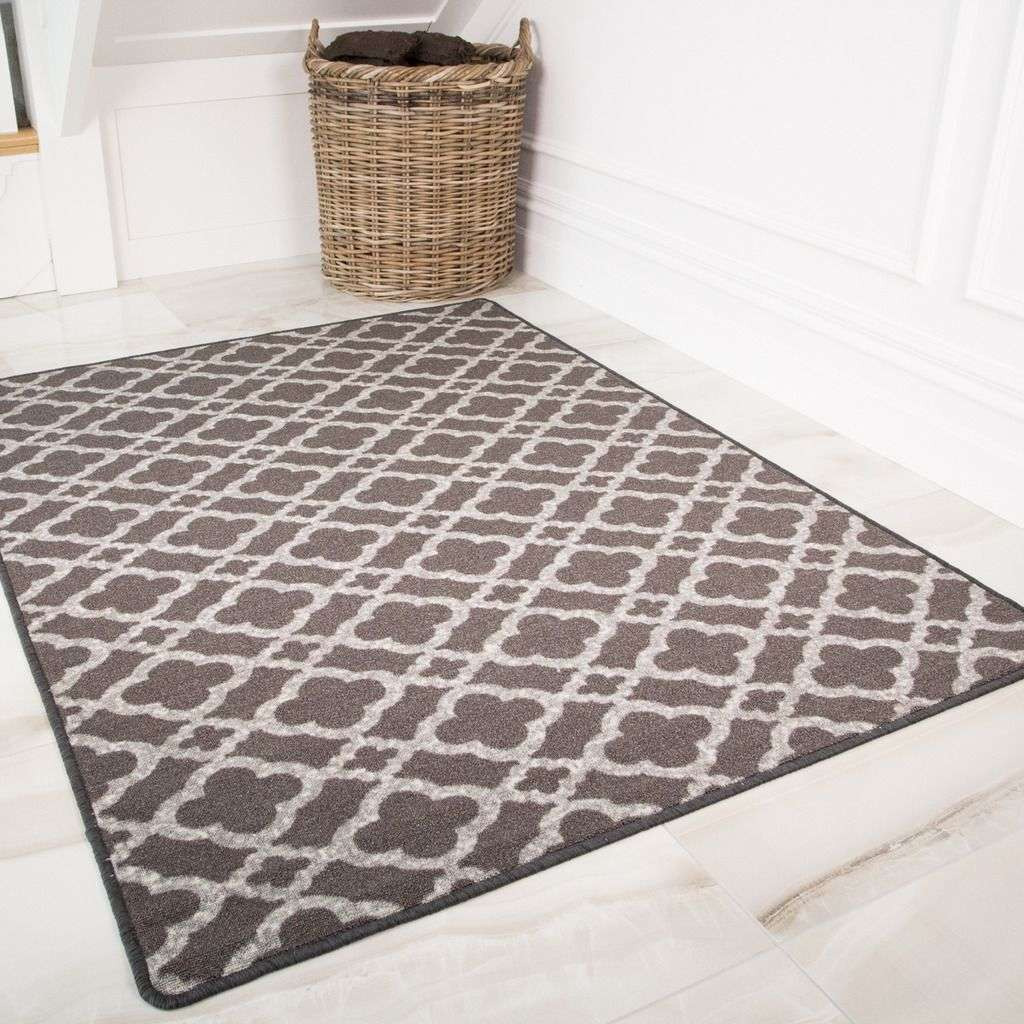 Grey Trellis Washable Kitchen Runner Rug - Luna - 66cm x 200cm