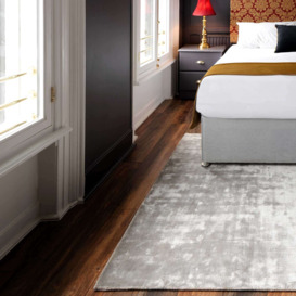 Luxury Silver Viscose Area Rug - Midnight - Midnight - 120cm x 170cm