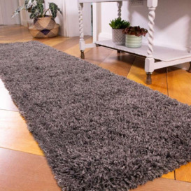 Super Soft Luxury Grey Shaggy Runner Rug - Aspen - 60cm x 240cm Runner