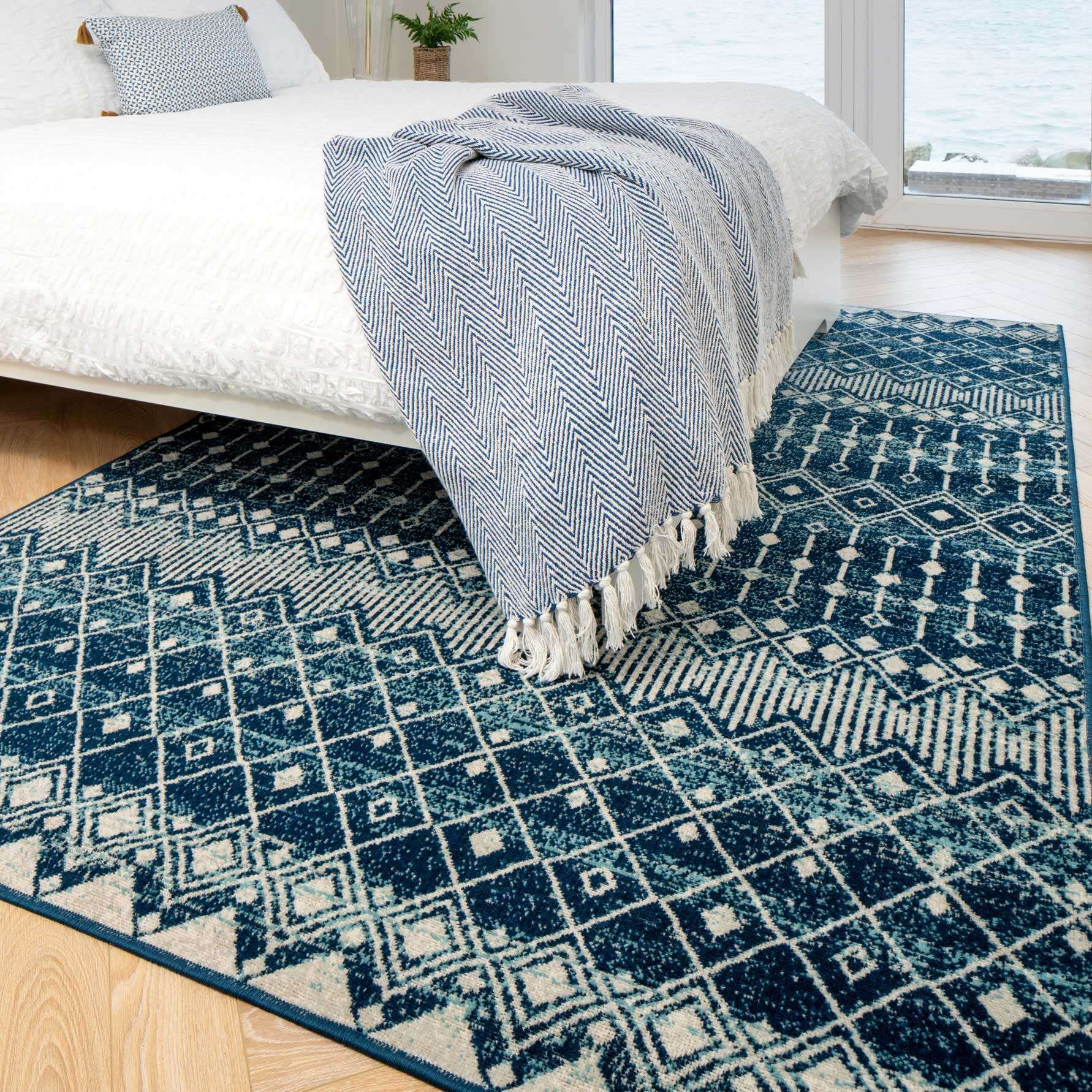 Blue Moroccan Tile Living Room Rug - Moda