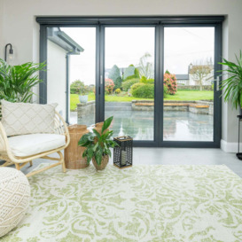 Green Floral Motif Area Rug - Lanark - Habitat - 80cm x 150cm