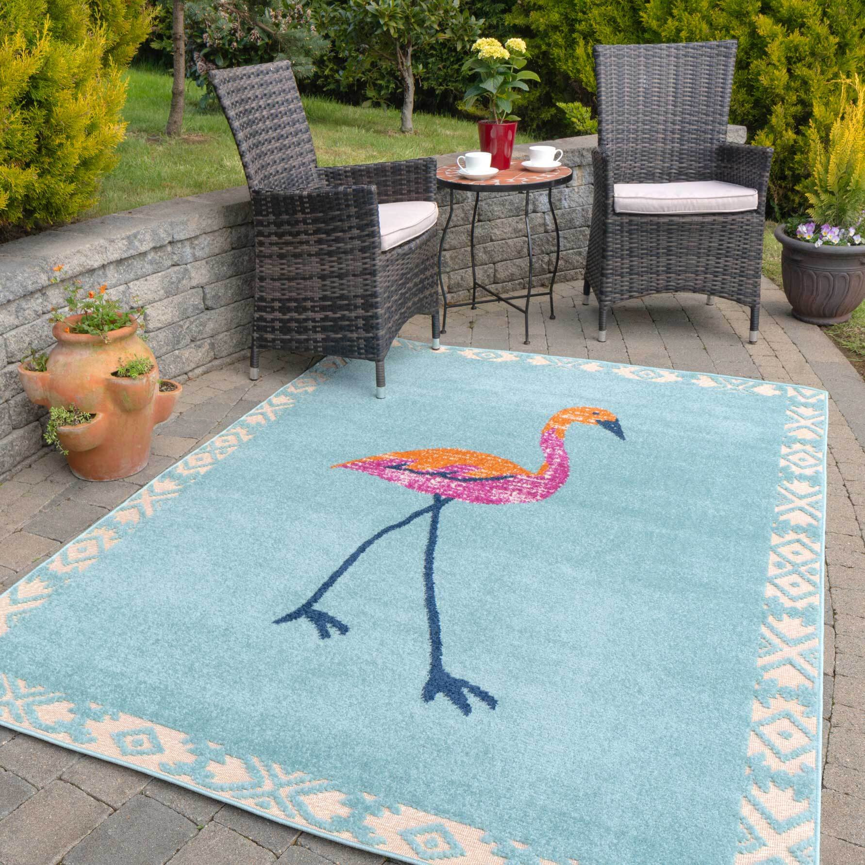 Colourful Flamingo Outdoor Patio Rug - Opera