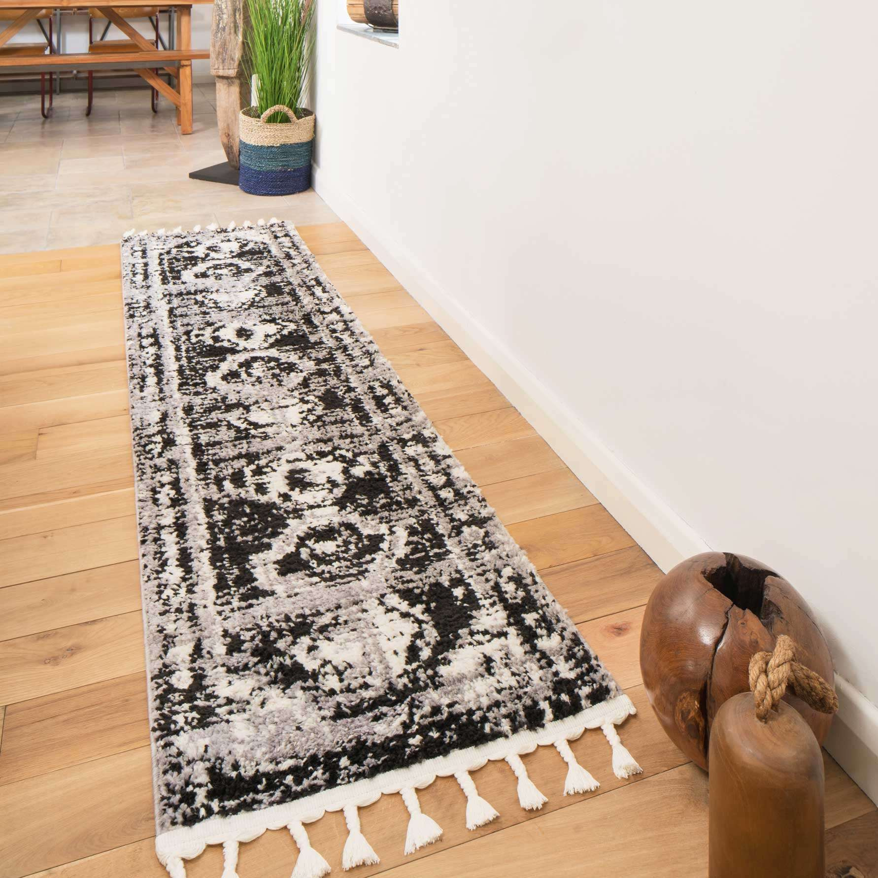 Grey Tone Distressed Moroccan Hall Runner Rugs - Souk