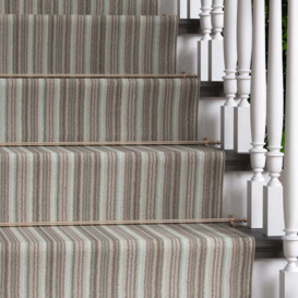 Green Brown Striped Stair Carpet Runner - Cut to Measure - Scala - 1ft