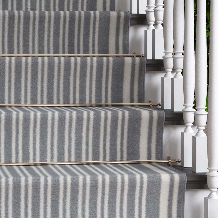 Grey Striped Stair Carpet Runner - Cut to Measure - Scala - 1ft