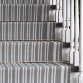 Grey Striped Stair Carpet Runner - Cut to Measure - Scala - 1ft