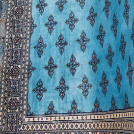 Blue Bokhara Hand Knotted Oriental Rug - Persian - 239cm x 164cm
