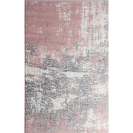 Pink Grey Distressed Worn Look Living Room Rug - Milan - Milan - 60cm x 110cm