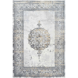 Gold Traditional Distressed Large Dining Table Rugs - Hatton - 60cm x 110cm