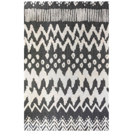 Black Geometric Recycled Cotton Rug - Lana - Kendall - 55cm x 110cm