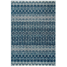 Blue Moroccan Tile Living Room Rug - Moda - 60cm x 110cm