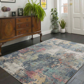 Soft Abstract Distressed Multicolour Living Room Area Rug - Yates - Osbourne - 60cm x 110cm
