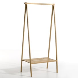 Bamboo Folding Clothes Rack with Shelf
