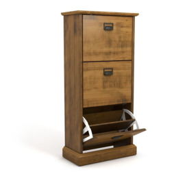 Lindley Solid Pine 3-Drawer Shoe Cabinet - thumbnail 3