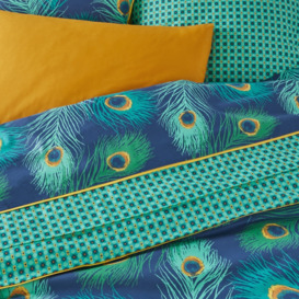 Shakhra Peacock 100% Cotton Percale 180 Thread Count Fitted Sheet - thumbnail 3