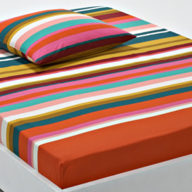 Paraiso Striped 100% Cotton Fitted Sheet - thumbnail 1