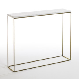 Mahaut Aged Brass & Marble Console Table - thumbnail 1
