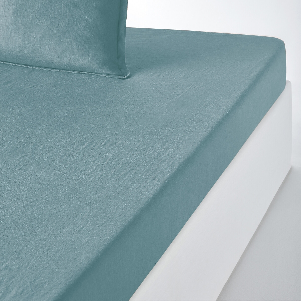Linot 100% Washed Linen Fitted Sheet for Thick Mattresses - image 1