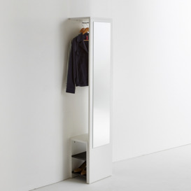 Reynal Wall-Mounted Coat Rack with Mirror and Shoe-Tidy - thumbnail 1