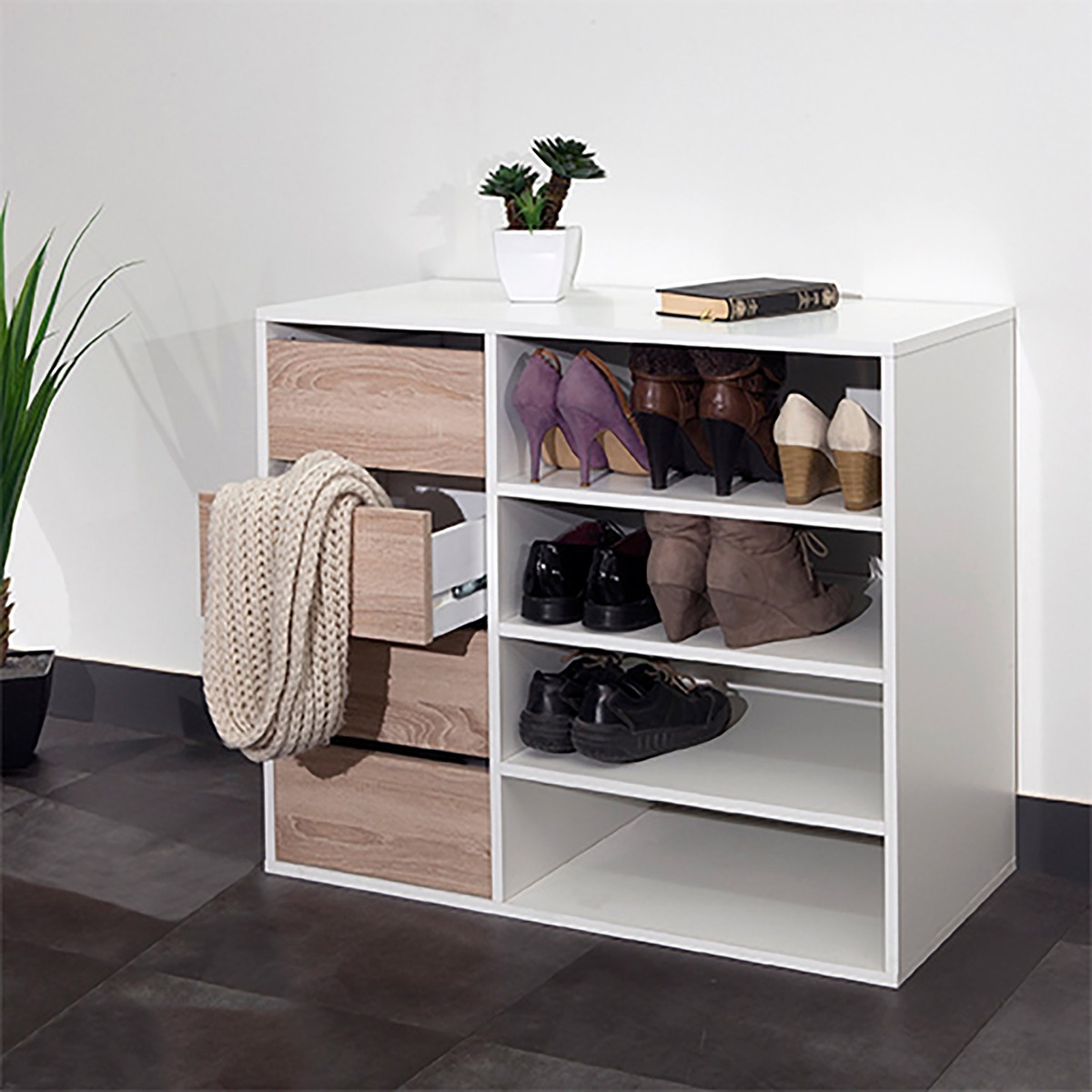 Reynal Shoe Storage Unit with 4 Drawers and Shelves - image 1