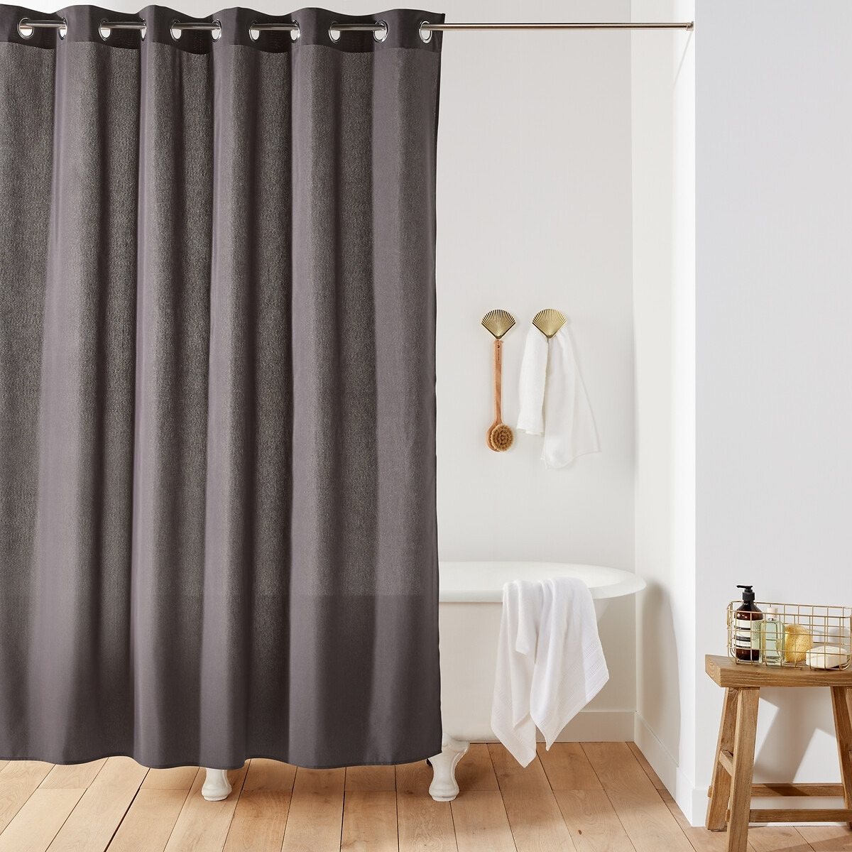 Scenario Plain Canvas Shower Curtain