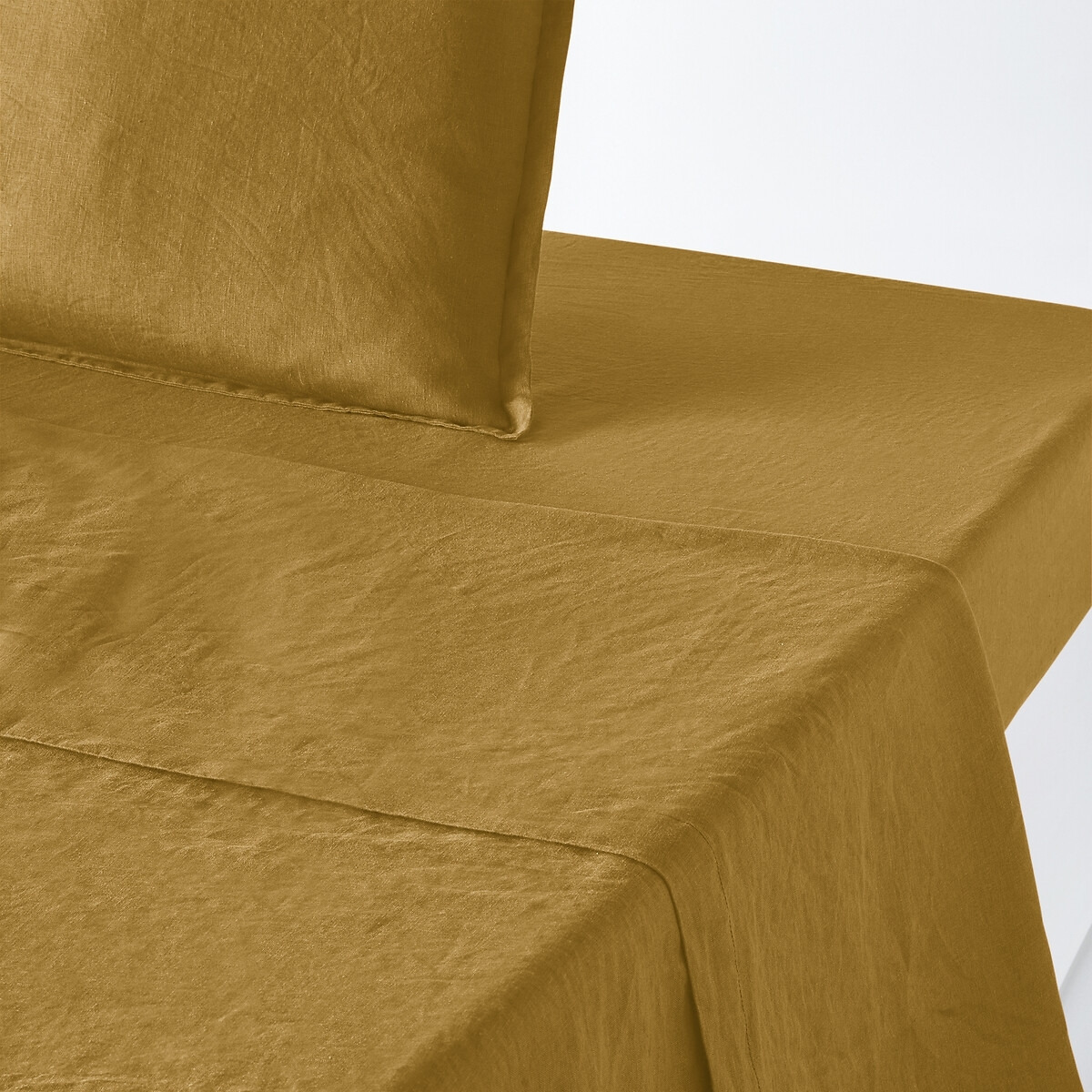 Linot Plain 100% Washed Linen Flat Sheet - image 1