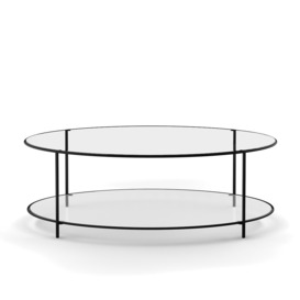 Sybil Two-Tier Round Coffee Table in Tempered Glass - thumbnail 2