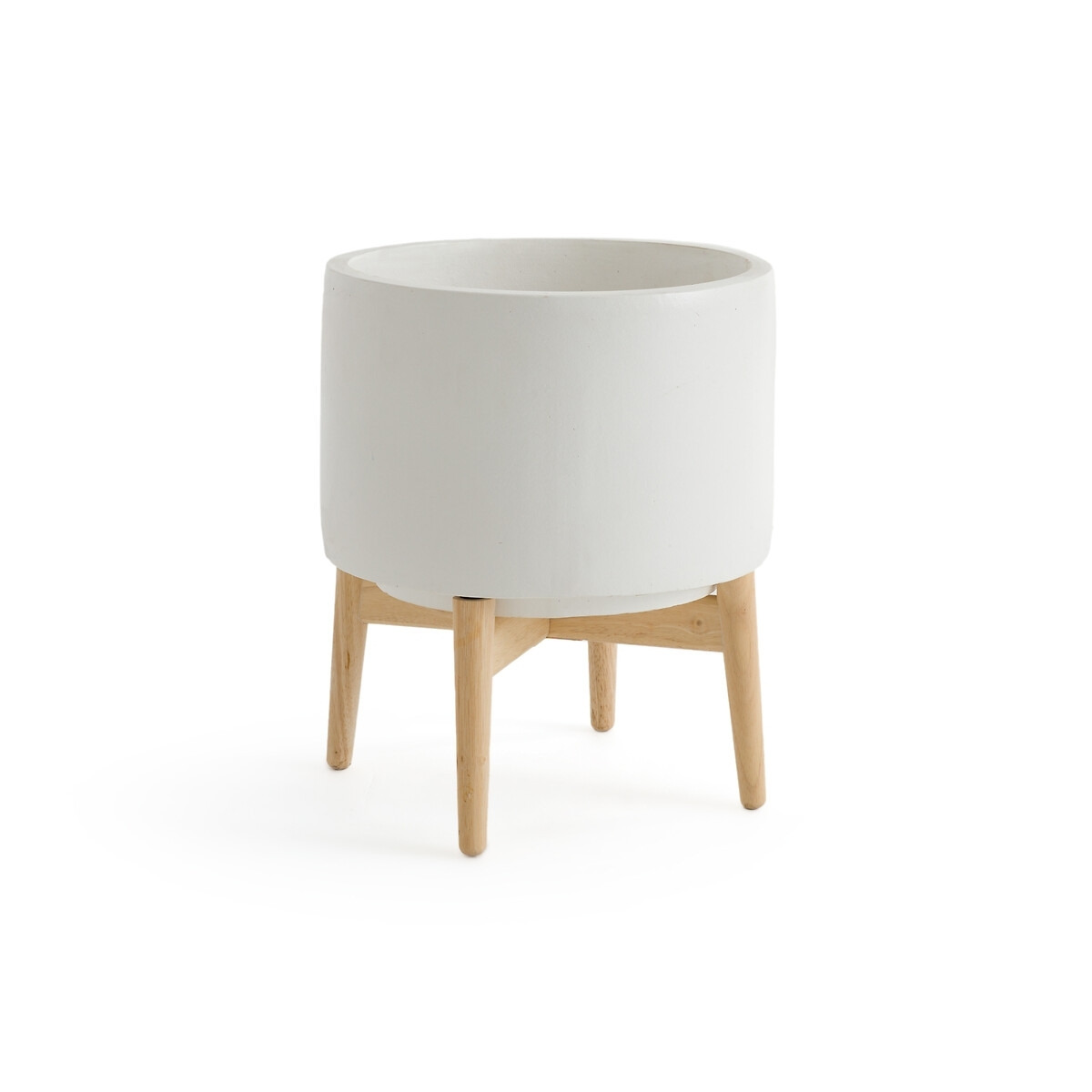 Florian Ceramic Planter with Wooden Stand - image 1