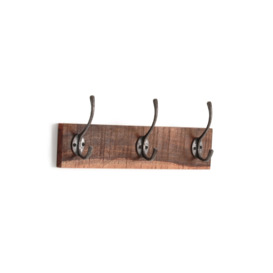 Wall-Mounted Wooden Coat Rack with 3 Metal Hooks - thumbnail 2