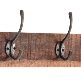 Wall-Mounted Wooden Coat Rack with 3 Metal Hooks - thumbnail 3