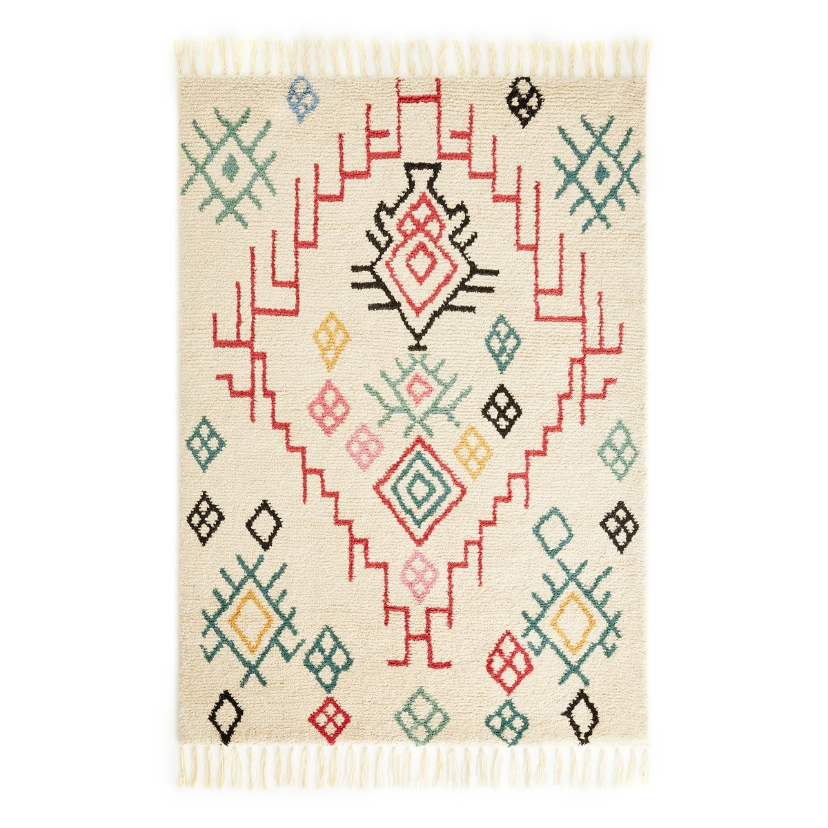 Adza Berber-Style Fringed 100% Wool Rug - image 1