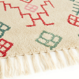 Adza Berber-Style Fringed 100% Wool Rug - thumbnail 2