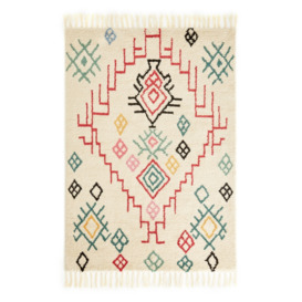 Adza Berber-Style Fringed 100% Wool Rug - thumbnail 1