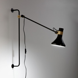 Jazzy Metal and Brass Wall Lamp with Swing Arm - thumbnail 2