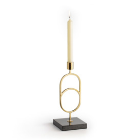 Fitia Marble & Brass Candlestick, H25cm - thumbnail 2