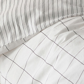 Monille Checked 100% Washed Cotton Reversible Duvet Cover - thumbnail 2