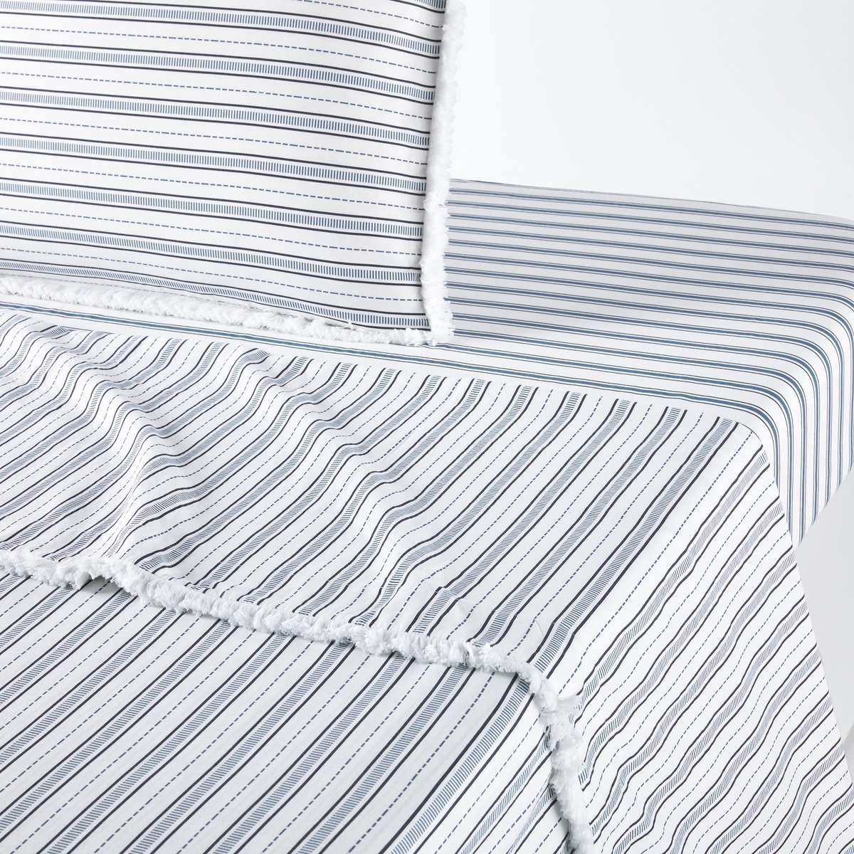 Comporta Flat Sheet in Nautical Striped Washed Cotton