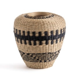 Plooming 33cm High Wicker & Bamboo Decorative Vase - thumbnail 1