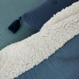 Kumla Plain Cotton Muslin & Fleece Bedspread - thumbnail 2