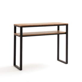 Hiba Solid Oak and Steel Console Table with 2 Shelves - thumbnail 2