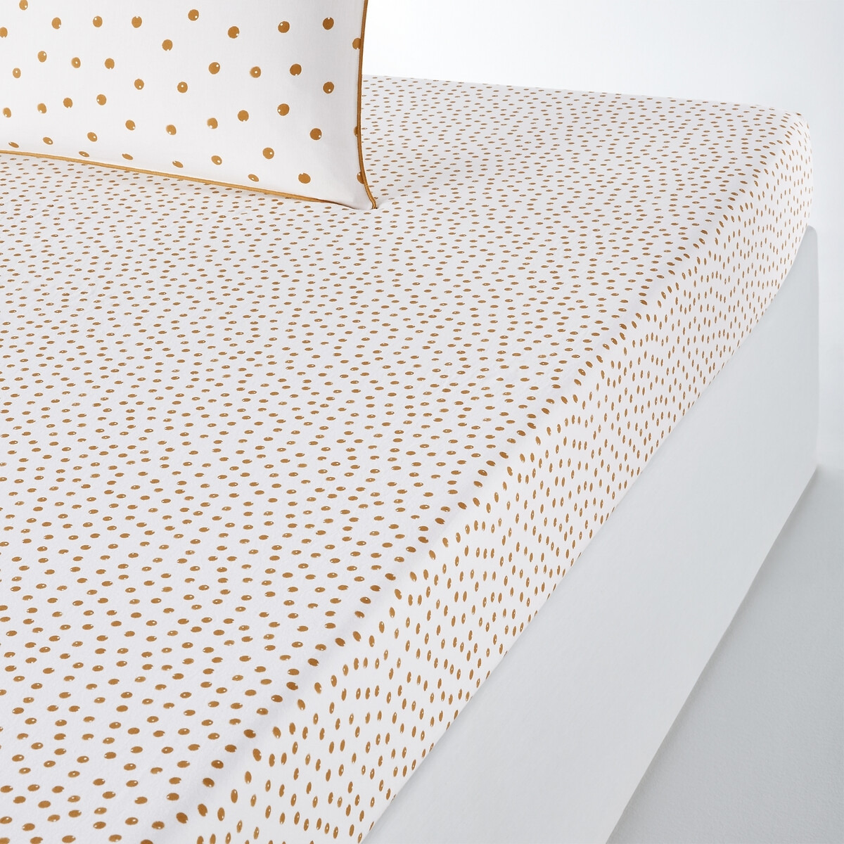 Lison Gold Spotted 100% Washed Cotton Fitted Sheet
