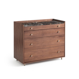 Noham Walnut and Amber Marble Chest of Drawers - thumbnail 1