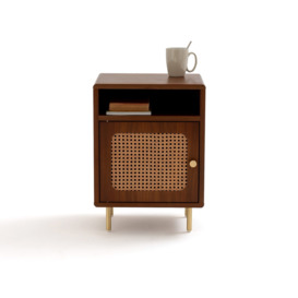 Redpop Cane & Walnut Bedside Table with Cupboard - thumbnail 2
