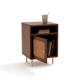 Redpop Cane & Walnut Bedside Table with Cupboard - thumbnail 3