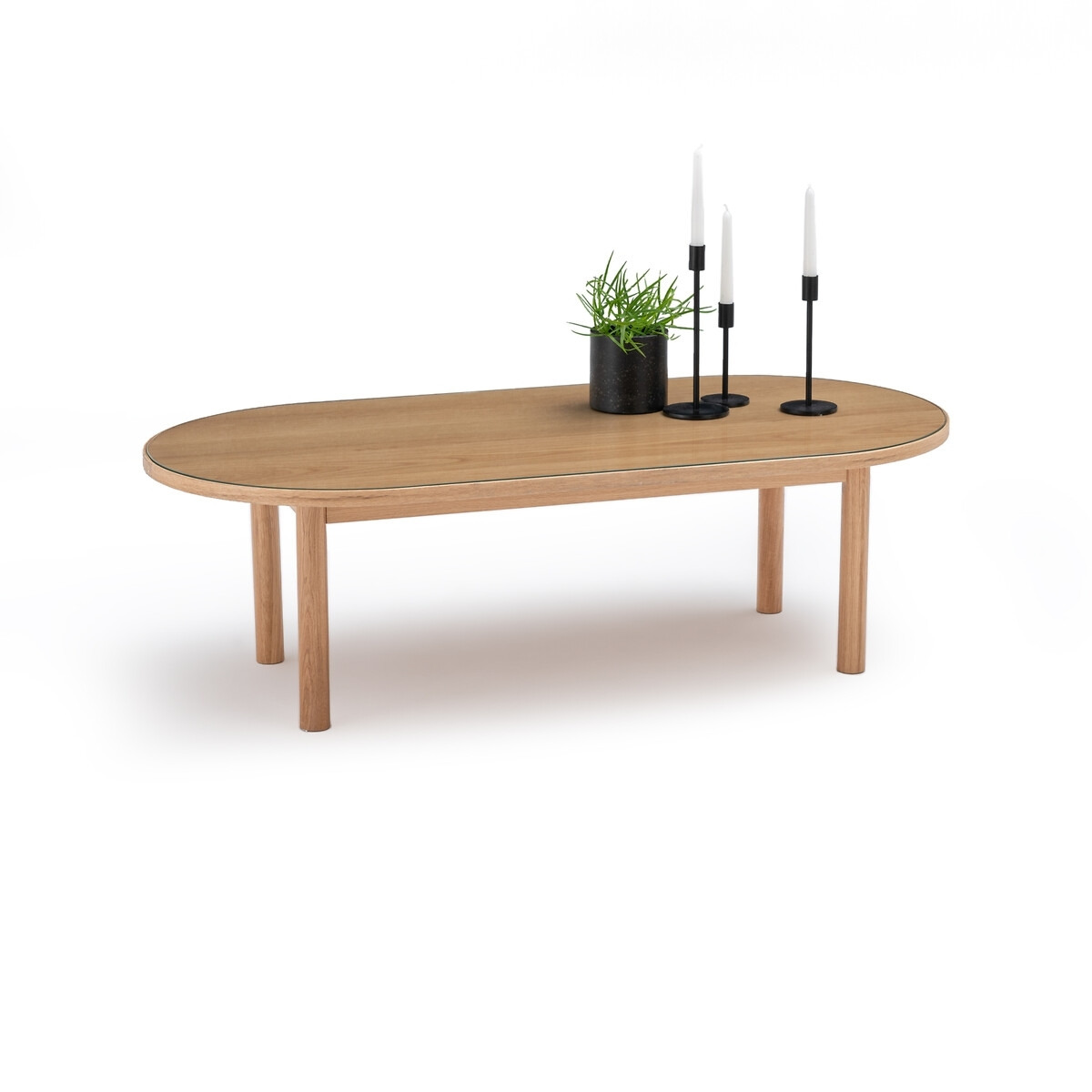 Evergreen Oak & Glass Coffee Table - image 1