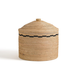 Andria Low Rattan Basket with Lid - thumbnail 1