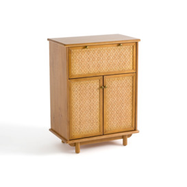 Orient Pine and Cane Bar Cabinet